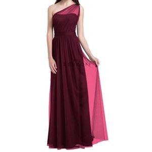 Red/burgundy wine long bridesmaid dress